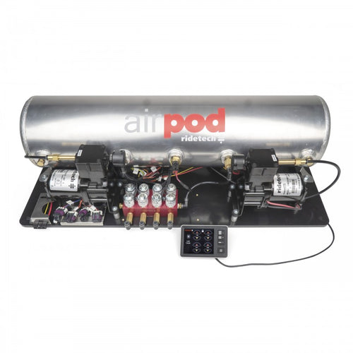 RidePro E5 Air Ride Suspension Control System | 5 Gallon Dual Compressor AirPod – 1/4″ Valves