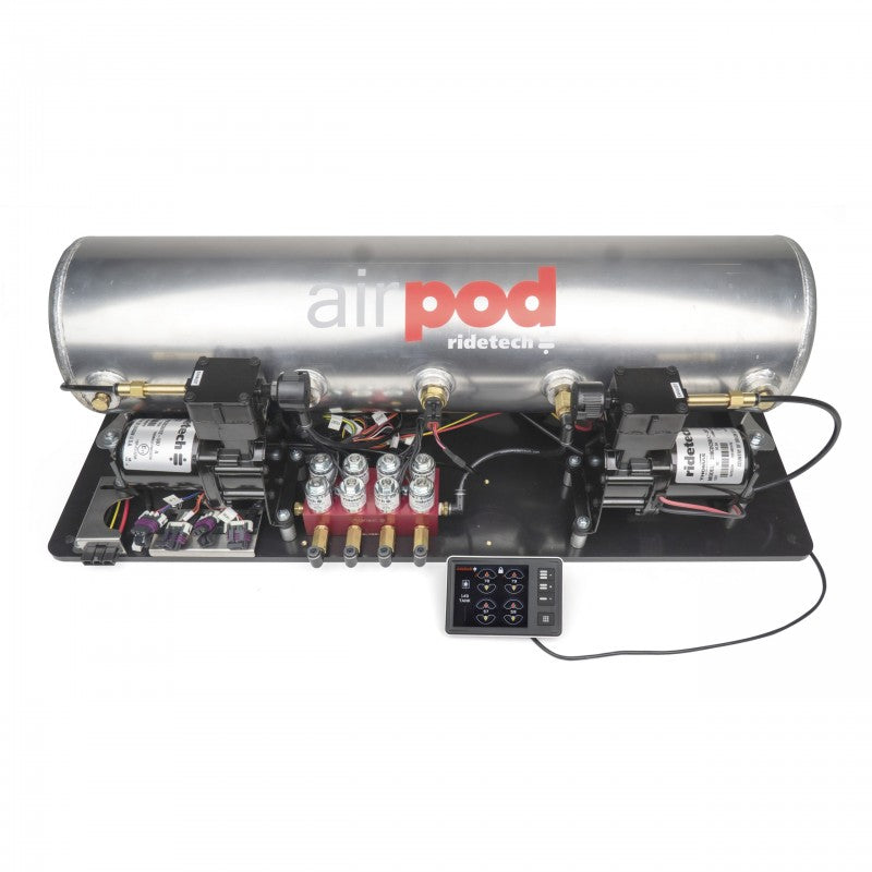 Load image into Gallery viewer, RidePro E5 Air Ride Suspension Control System | 5 Gallon Dual Compressor AirPod – 1/4″ Valves
