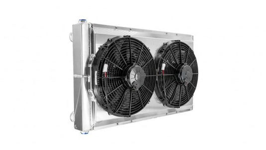 Universal Drift Radiator 31.5″ x 18.5″ Double Pass Closed w/ Side Ports & Dual 14″ Spal Fans